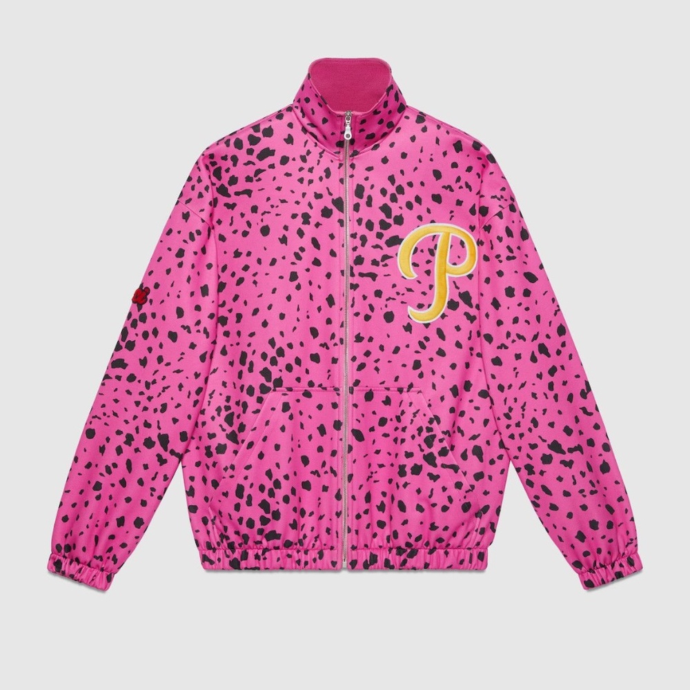 size M - Gucci MLB Pirates Jersey Zip Jacket Pink Animal Print